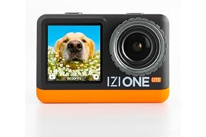 IZI One Lite 5K Action Camera 4K 60FPS 50MP Ultra HD Dual Screen EIS Stabilization | 170° Wide Angle | 30M Waterproof | 2 Bat