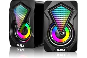 njsj Haut-parleurs PC 6W RGB Enceinte PC 2.0 Barre de Son PC Ordinateur Volume Contrôle, Enceintes Gaming Son Stéréo 3,5 mm Enceintes Ordinateur pour PC Smartphone Tablette