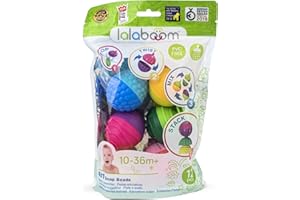 Lalaboom - Perles de Motricité Premier Âge Montessori - Jouet d'Éveil et d'Assemblage Évolutif - Jeu de Construction Formes et Couleurs - De 10 Mois à 4 Ans - 12 Pièces, BL100