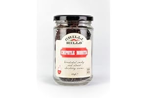 Chilli Hills Chipotle Morita Dried Hot Chili Peppers. Worlds Finest and Hottest Chillies Grown in Our Family Farm and Precisely dehydrated to Preserve The Flavour. 40 Grams in a Glass Jar
