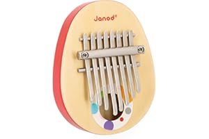 Janod - Confetti Holz-Kalimba - Rollen- und Musikspielzeug - 8 Lamellen aus Metall - Kalimba für Kinder mit Sanftem Klang - Ab 3 Jahren, J07642