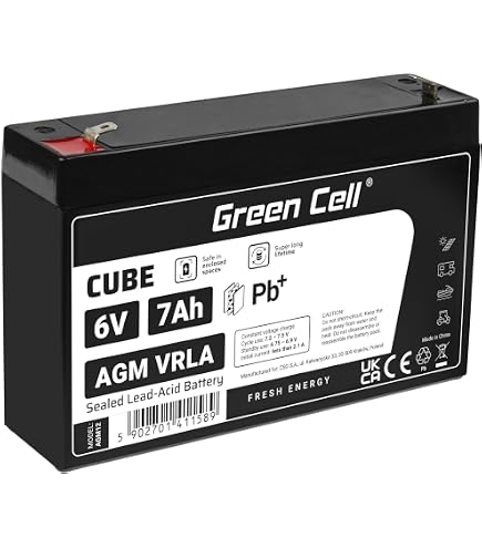 Green Cell Batterie AGM 6V 1.3Ah VRLA Plomb Gel - Pour Jouets Électriques Alarmes Quad Enfants