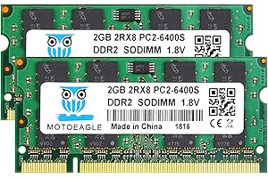 Motoeagle DDR2 800 PC2 6400S 4Go (2x2Go) SODIMM DDR2 800MHz 2GB PC2 6400 200-Pin CL6 1.8V d'ordinateur Portable Mémoire RAM
