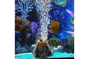 Abnaok Decoración Acuario Burbujas, Oxigenador Acuario Volcán Acuario Luz Decoracion Acuario Decoraciones Pecera Piedra Volcánica Acuario