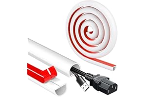 LEIKEDUN 1M White Cable Trunking, Cable Tidy Hider Self Adhesive Cable Management Trunking Mini Flexible Wire Covers Hider for Wall Floor Wire Trunking to Hide Wires for Electric Cables