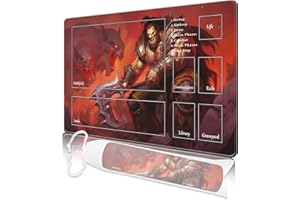 Nkddert MTG Playmat, Playmats for MTG TCG 24" x 14" Stitched Edges Play Mat with Free Storage Bag for Cards Game Play Waterproof Battle Board Game Warrior MTG Playmat with Zones