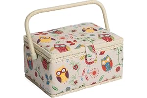 Hobby Gift Boîte de rangement exclusive pour travaux manuels de couture de taille moyenne, Chouette, 26 x 19 x 14.5cm