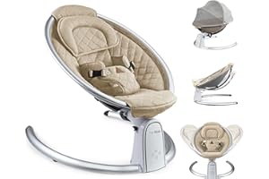 Hot Mom,sdraietta neonati,Bluetooth,Cotone,Elettrico,Regolazione multiangolo del sedile,0-9 kg (beige)