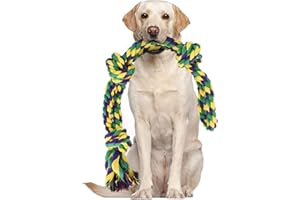 RIO Direct Hundespielzeug Seil für große Hunde, 70cm/27,56inch, XL Tau/Hundeseil Spielzeug mit 3 Knoten/Ball,Weihnachtsspielzeug für mittelgroße und große Hunde,zum Beißen, Tauziehen, Zähneputzen
