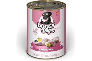 DOGGY Dog Paté Kaninchen Sensitive, 6 x 800 g, Nourriture Humide pour Chien, sans céréales, avec Huile de Saumon et Moule aux orles Vertes, Aliment Complet particulièrement Bien toléré, fabriqué en