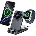 Wireless Charging Stand Compatible with MagSafe, SwanScout 708M Foldable 3 in 1 Magnetic Charging Station for iPhone 16 15 14 13 12 Pro Max, Travel Charger for Apple Watch, AirPods (No Adapter)