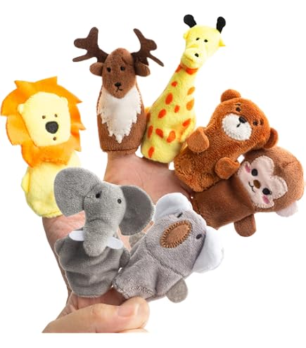 15 Marionnettes à Doigts Animaux - 4 Thèmes Ferme, Sauvage, Compagnie, Marin - Jouet éducatif