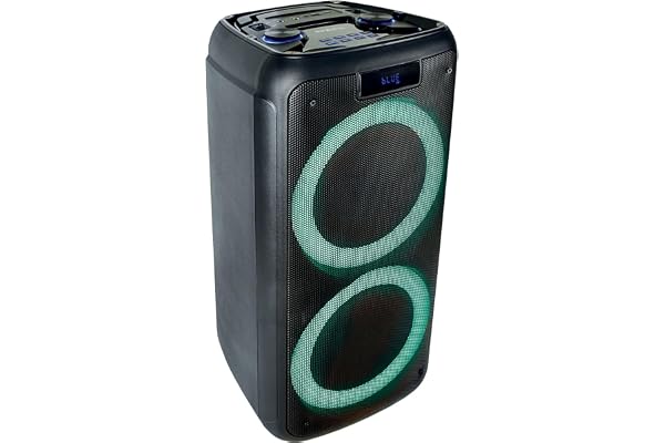 Ibiza - FREESOUND400 - Enceinte Portable sur Batterie avec Bluetooth, USB, SD et AUX-in avec LEDs d’Ambiance - 400W - Noir
