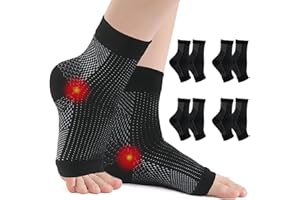 Kogmaworn 4 Pairs Functional Socks for Neuropathy Plantar Fasciitis Socks Neuropathy Socks Women Men Ankle Compression Sock for Neuropathy Pain Breathable Ankle Support Socks for Sports