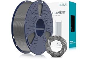 SUNLU Filamento PLA+ 1.75 mm per Stampante 3D e Penne 3D, Filamento PLA Plus 1KG,Neatly Wound, Precisione di Tolleranza del Filamento +/- 0.02 mm (Grigio)