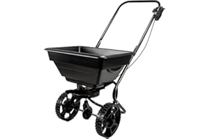 GLOBEWOLF Rotary Spreader Seed Fertiliser Salt Grit Spreader with Adjustable Spread Distribution Broadcast Spreading for Sowing Grass Seed, Plants, Snow, Ice Large 25L Spreader Bucket