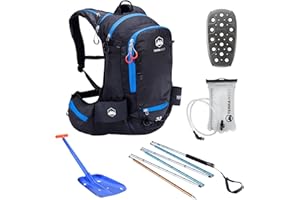 TerraWest Core Avalanche Kit,Ski Backpack Including Recco & Removable Back Protector, Hydration Bladder, Core Plus Shovel, Core 240 cm Quick Lock Probe, Backcountry Skiing, Snowboarding (Black)