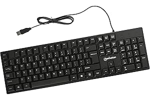 ‎MANHATTAN Manhattan-Products Kabelgebundene Tastatur - Klassische PC Tastatur mit USB, Gaming, Keyboard, Computer, Zubehör - Schwarz/1,5m Kabel (QWERTZ Layout)