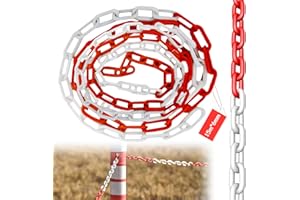 AICHARYNIC Cadena de plástico de 15 m x 6 mm, color rojo y blanco, de plástico, para seguridad de advertencia, aparcamiento, construcción