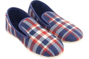 LA PANTOUFLE DU BERRY Charentaises Été Mixte Made in France Taille 36 au 53 - Charentaise Confortable légère Intérieur/Extérieur, Semelle Antidérapante Feutre, - Chaussons chauds - Coton/Laine, Charentaise Bleu/Rouge/Blanc