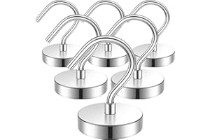 FINDMAG 6Pack Metal Magnetic Hooks, 60lbs+ Heavy Duty Magnets with Hooks for Cruise Ship Walls,Magnetic Kooks Heavy Duty for Cruise Cabins,Hanging,Grill,Tool,Kitchen