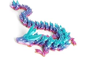 KYEDGC 3D Printed Dragon, 30cm Fidget Dragon Toys Oscillatory Joint Dragon Fun Stress, 3D Dragon Action Figures Flexible for Decoration Desk Office Toys Birthday Gifts Car Interior Decoration (Iridescence)
