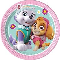 Serviettes Papier Paw Patrol Skye Et Everest - Lot De 20 - 33x33cm - Rose/vert - Fête D'anniversaire