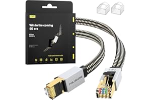 FOLISHINE Cat 8 kabel Ethernet 2 m, nylonowy pleciony kabel krosowy Lan Patch Cord, 40 Gb/s, 2000 MHz, Cat5e, płaski ekranowany przewód, do modemu/routera/przełącznika, szybszy niż Cat6/Cat7/Cat7