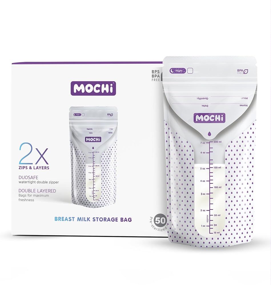 MOCHi Anne Sütü Saklama Poşeti (50'li), Beyaz/Mor