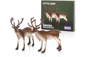 Little Lino Rentier 2er Pack - Waldtier Figur für den Weihnachtswichtel, Adventskalender und Stall für Kinder - Weihnachtsfigur