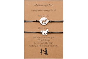 VGWON Bracelet à breloques assorti pour chevaux, bracelet de souhaits pour maman et moi, cadeau de Noël ou d'anniversaire pour maman, fille et fils