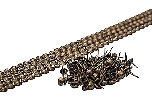 ARTAPISSERIE.FR 5 bandes de clous tapissier + 100 clous - Lentille Fer - Or vieilli - Ø9,5mm - Clous tapissier en bande