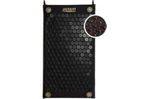 ShaktiMat [L'original depuis 2007] Tapis Acupression - Soulage douleur dans le Dos, Pieds, Nuque, Jambes - Améliore circulation sanguine & Sommeil - Coton Biologique - Fabrication éthique - Noir