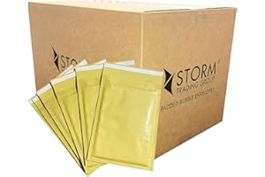 STORM TRADING GROUP Gold Strong Padded Bubble Envelopes Lightweight Peel & Seal Cushioned Protective Packaging for Posting, Shipping & Mailing (100, DVD (170 x 215mm))