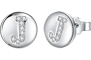 J.Endéar Earrings Initial Letter A-Z for Women Girls 925 Sterling Silver Hypoallergenic Tiny Studs, Jewelry Birthday Children's Day Gifts for Kids Daughter