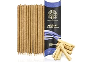 MUT22 12 Bastoncini di Incenso di Palo Santo Artigianali, di Origine Peruviana, Lunga Durata 90 Minuti