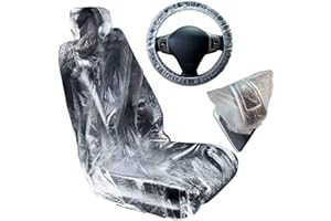 TOKANEIT Transparente Funda Asiento Coche, 10 Fundas Desechables Cubre Protector para Asiento de Coche + 10 Fundas Desechables de Volante + 10 Fundas Desechables de Palanca de Cambio