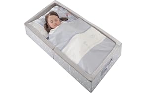 BYBYME Portable Waterproof Crib Floor Bed Toddler Travel Bed With Mattress, Washable Fitted Sheet Foldable Travel Cot for Camping Sleepovers and Grandma’s