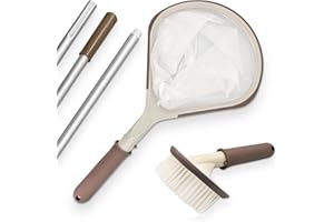 Sunik Spa Poolreinigungsset - Whirlpool Reiniger Set 3-teilig - Whirlpool Zubehör Wartungsset mit Teleskopstange, Kescher klein & Bürste - Whirlpool reinigungsset für Pools & Spa