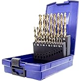 TJR® HSS-E M35 - Juego de 19 brocas helicoidales de cobalto de 1 a 10 mm y 0,5 mm de escalones autocentrantes DIN 338 tipo N 