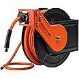 Giraffe Tools Retractable Air Line Reel 15m+1m, Wall Mounted Air Hose Reel 3/8" Hybrid Hose, Pneumatic Heavy Duty Steel Reel with 1/4" Quick Coupler