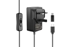 Miuzei Raspberry Pi 4 Power Supply - 5V 4.1A 20.5W USB-C Charger with On/Off Switch (UK Plug) - Compatible with Pi 4 Model B (1GB/2GB/4GB/8GB), Pi 3B+/3B & Orange Pi 5/5B/5 Plus