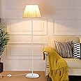 Sumkyle Floor Lamp with Fabric Lampshade, Modern Tall Lamps for Living Room, Long Standing Lamps Home Decor, Floor Lighting for for Bedroom, Study Room, Office (White)