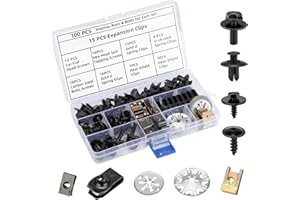 Samamoca 100PCS Car Clips & Fasteners Set – Heat Shield Clips, Undertray Panel Fixing Kit, U Clips & Bumper Retainer Clips for Car Body Trim, Fender, Interior Panels