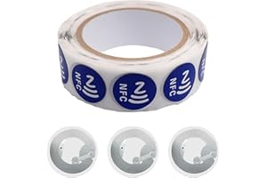 Aobuviou 30pcs Blank NFC Stickers Programmable NFC Tag Adhesive Ntag215 25mm 1 Inch Round NFC Cards 504 Bytes Compatible with Amiibo Tagmo for iPhone and All NFC-Enabled Android Devices