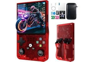 BAIR XS R36MAX Retro Handheld Game Console, 18000+ Classic Games, Multiple Emulators, Portable Gaming System with Carrying Case (Red)