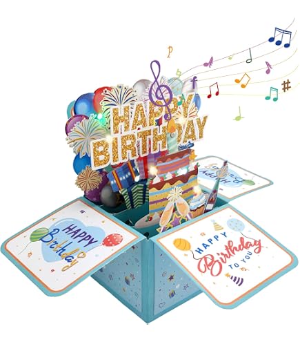 3D Pop-up Biglietto di Auguri di usica di Copleanno, Candela