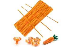 GCQQ 100Pcs Orange Pipe Cleaners, 6mm*30cm Chenilles Stems Pipe, Chenille Crafts Pipecleaners for DIY & Cleaning
