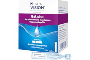 Hylo-Vision Gel sine Augentropfen – Intensive Befeuchtung bei stark und chronisch trockenen Augen, ideal für unterwegs, hochviskos, konservierungsmittelfrei, geeignet bei Kontaktlinsen, 20 x 0,35 ml