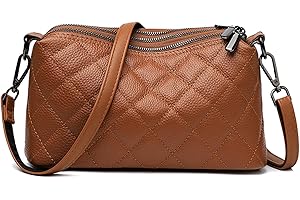 unisoul Umhängetasche Damen Klein - Wasserdicht Leder Crossbody Bag Damen Arbeitstasche Multi-Tasche, Kleine Handtasche Damen Reisetasche Shopping für Frauen, Braun Messenger-Bag mit 3 Hauptfächern